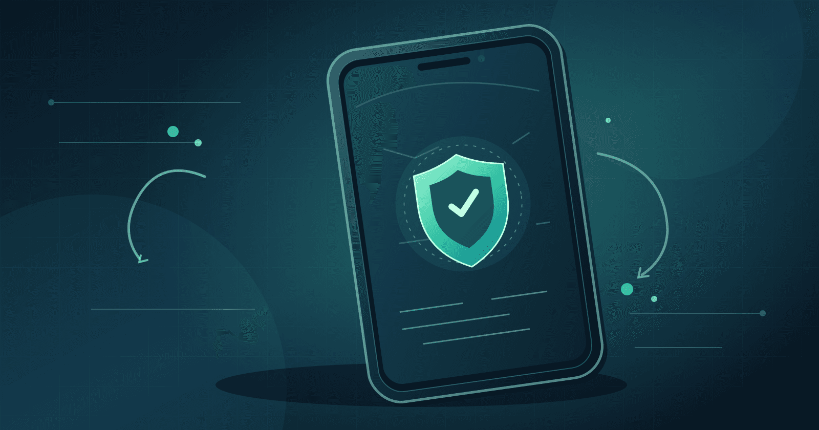Illustration of a smartphone with a protective shield and check mark, representing removal of personal data before handover.