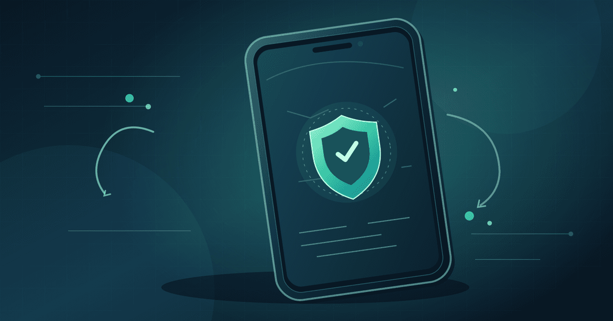 Illustration of a smartphone with a protective shield and check mark, representing removal of personal data before handover.